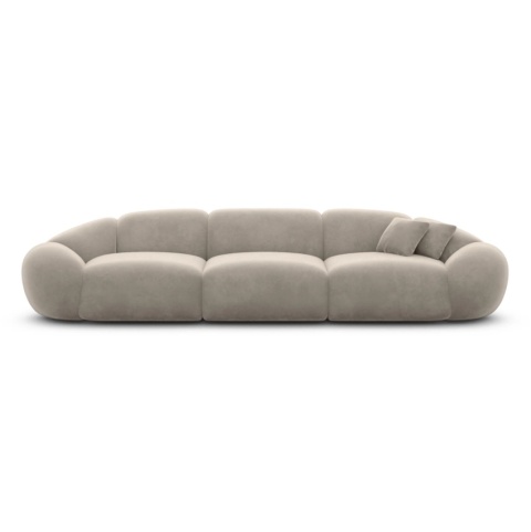 Sofa 4-osobowa LUNA LOUNGE (265 cm) – welur ciemny beż, organiczny kształt