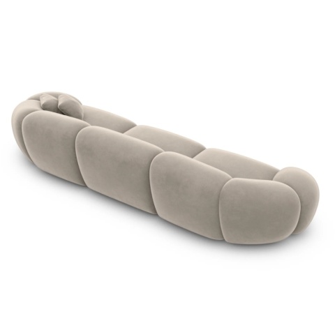 Sofa 4-osobowa LUNA LOUNGE (265 cm) – welur ciemny beż, organiczny kształt