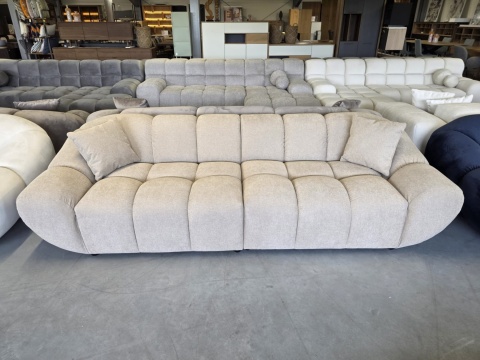 Sofa 4-osobowa MIRA LOUNGE (265 cm) – beżowa tkanina strukturalna, łagodny profil