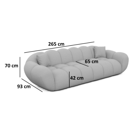 Sofa 4-osobowa MIRA LOUNGE (265 cm) – welur Opera Deep Blue, łagodny profil