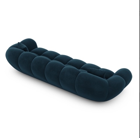 Sofa 4-osobowa MIRA LOUNGE (265 cm) – welur Opera Deep Blue, łagodny profil