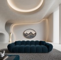 Sofa 4-osobowa MIRA LOUNGE (265 cm) – welur Opera Deep Blue, łagodny profil
