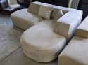 Sofa narożna w kształcie litery L OSLO LOUNGE (234 x 165 cm) – welur Opera Pearl, obłe wykończenie