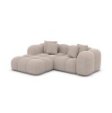 Narożnik w kształcie litery L VEGA LOUNGE Studio (191 x 160 cm) – beżowa tkanina strukturalna, obły design