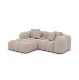 Narożnik w kształcie litery L VEGA LOUNGE Studio (191 x 160 cm) – beżowa tkanina strukturalna, obły design