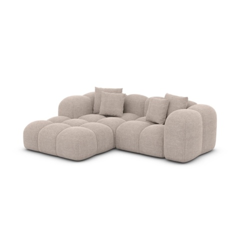 Narożnik w kształcie litery L VEGA LOUNGE Studio (191 x 160 cm) – beżowa tkanina strukturalna, obły design