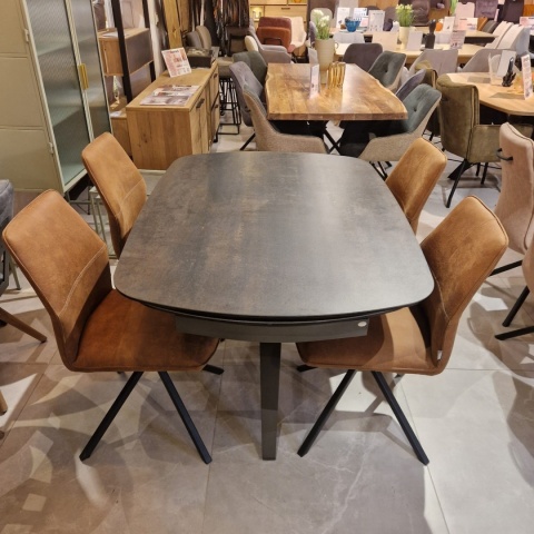 Stół ceramiczny Henders & Hazel LAZIO 140 x 100 cm – blat ceramika na szkle (Mystic Antracyt), centralna noga