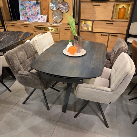 Stół ceramiczny Henders & Hazel LAZIO 140 x 100 cm – blat ceramika na szkle (Mystic Antracyt), centralna noga