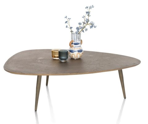 [defekt] Stolik Kawowy DORVAL 105x82 cm (Organiczny Kształt, Ręcznie Wykończony Metal Antique Gold) - Henders & Hazel