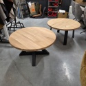 Stolik kawowy OAKLINE (Średnica 90 cm) – lity dąb 4 cm, gwiazdowata podstawa czarna (Star / Gwiazda)