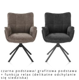 [na zamówienie] Krzesło do jadalni z podłokietnikami JUNA H&H - funkcja relax, auto-powrót, tkanina Livigno