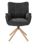 [na zamówienie] Krzesło do jadalni z podłokietnikami JUNA H&H - funkcja relax, noga lity dąb, obrót 360° , tkanina Livigno