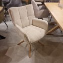 [na zamówienie] Krzesło do jadalni z podłokietnikami JUNA H&H - funkcja relax, noga lity dąb, obrót 360° , tkanina Livigno