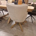 [na zamówienie] Krzesło do jadalni z podłokietnikami JUNA H&H - funkcja relax, noga lity dąb, obrót 360° , tkanina Livigno