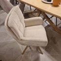 [na zamówienie] Krzesło do jadalni z podłokietnikami JUNA H&H - funkcja relax, noga lity dąb, obrót 360° , tkanina Livigno