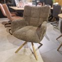 [na zamówienie] Krzesło do jadalni z podłokietnikami JUNA H&H - funkcja relax, noga lity dąb, obrót 360° , tkanina Livigno