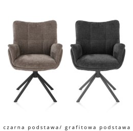 [na zamówienie] Krzesło do jadalni z podłokietnikami JUNA H&H - podstawa 360° z auto-powrotem, tkanina Livigno