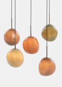 [na zamówienie] Lampa wisząca COCOmaison ABBY 100 cm - 5 szklanych kloszy, odcienie zieleni i brązu, regulowana wysokość