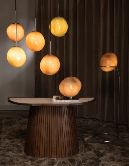 [na zamówienie] Lampa wisząca COCOmaison ABBY 100 cm - 5 szklanych kloszy, odcienie zieleni i brązu, regulowana wysokość