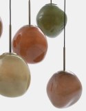 [na zamówienie] Lampa wisząca COCOmaison ABBY 100 cm - 5 szklanych kloszy, odcienie zieleni i brązu, regulowana wysokość