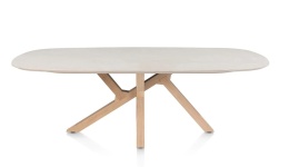 [na zamówienie] Stół do jadalni Himalaya 240 x 120 cm – owalny blat ceramiczny, dębowa podstawa (Henders & Hazel)