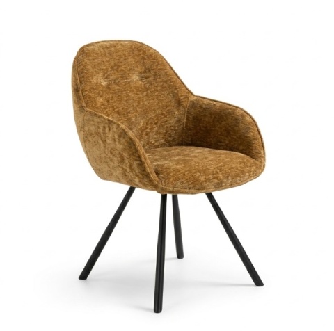 [od ręki] Krzesło do jadalni z podłokietnikami CLINT – tkanina Enzo Ochra | Henders & Hazel