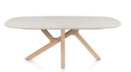 [na zamówienie] Stół do jadalni Himalaya 210 x 120 cm – owalny blat ceramiczny, dębowa podstawa (Henders & Hazel)