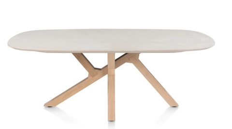[na zamówienie] Stół do jadalni Himalaya 210 x 120 cm – owalny blat ceramiczny, dębowa podstawa (Henders & Hazel)