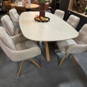 [na zamówienie] Stół do jadalni Himalaya 210 x 120 cm – owalny blat ceramiczny, dębowa podstawa (Henders & Hazel)