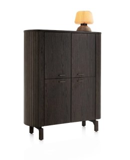 [od ręki] Komoda wysoka / Highboard 125 cm HENDERS & HAZEL RAVELLO - fornir dębowy, kolor Basalt, zintegrowane lamele
