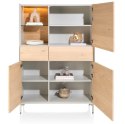 [od ręki] Kredens / Wysoka szafka Niora 120 x 175 cm z podświetleniem LED - Silk Grey / Dąb Naturalny | XOOON