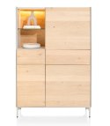 [od ręki] Kredens / Wysoka szafka Niora 120 x 175 cm z podświetleniem LED - Silk Grey / Dąb Naturalny | XOOON