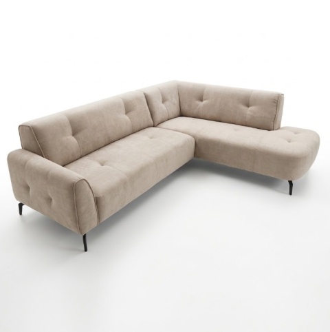 [od ręki] Narożnik do salonu HENDERS & HAZEL TARRA (275 × 215 cm) – sprężyny kieszeniowe, mikrofibra Calabria, metalowe nóżki