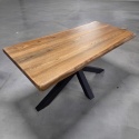 [PRZYKŁADY REALIZACJI] Stół dębowy MASIV – 160 x 80 cm, lity dąb 5 cm, kolor c3, czarne nogi metalowe