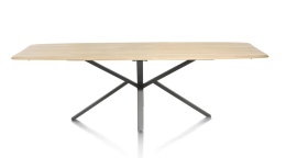 [od ręki] Stół dębowy owalny HENDERS & HAZEL HOME 250 × 110 cm – lity dąb, metalowa noga pająk