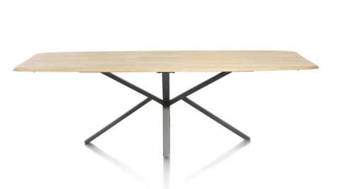 [od ręki] Stół dębowy owalny HENDERS & HAZEL HOME 250 × 110 cm – lity dąb, metalowa noga pająk