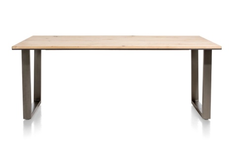 [od ręki] Stół jadalniany prostokątny XOOON FANEUR 230 × 100 cm – fornir dębowy naturel, czarna metalowa rama