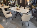 [od ręki] Rozkładany Stół Ceramiczny LATTINA 140-200 cm – Ceramic Marble Creme (Efekt Kremowego Marmuru) Metalowe Nogi