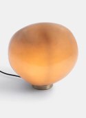 [od ręki] Lampa stołowa COCOmaison ABBY 33 cm - szklana, jasnobrązowa ze złotą podstawą, ściemniana
