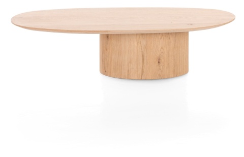 [na zamówienie] Stolik kawowy XOOON TRENTON – organiczny kształt, fornir dębowy (kolor naturalny, 120x50 cm)