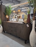 [od ręki] Komoda / Sideboard RAVELLO 220 cm - Fornir Dębowy w Kolorze Bazaltowym, Matowy Lakier Platynowy, Soft-Closing