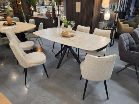 [od ręki] Krzesło do jadalni HESTER – mikrofibra, kolor beżowy / kremowy (Beige / Creme)
