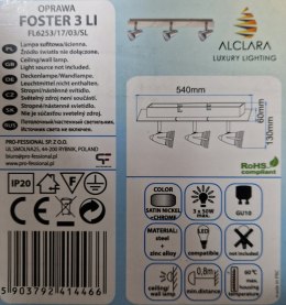 Reflektorki Foster Alclara 3xGU10 Nikiel Chrom