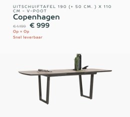 Stół rozkładany H&H Copenhagen 190 + 50 x 110 PROMOCJA MAŁY DEFEKT