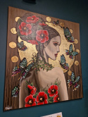 Obraz akrylowy ręcznie malowany w rozmiarze 110x120. "AURORA"